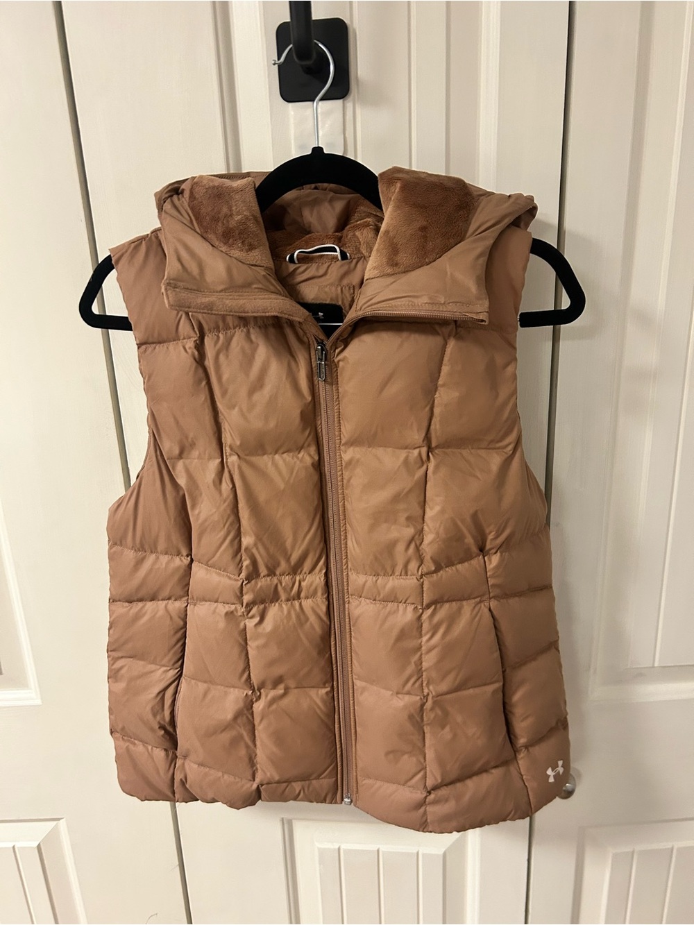 Women’s Under Armour Quilted Hooded Vest in Camel